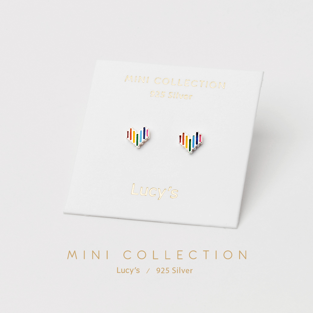 925純銀〔輕銀系列〕彩虹愛心 耳環 (104339)