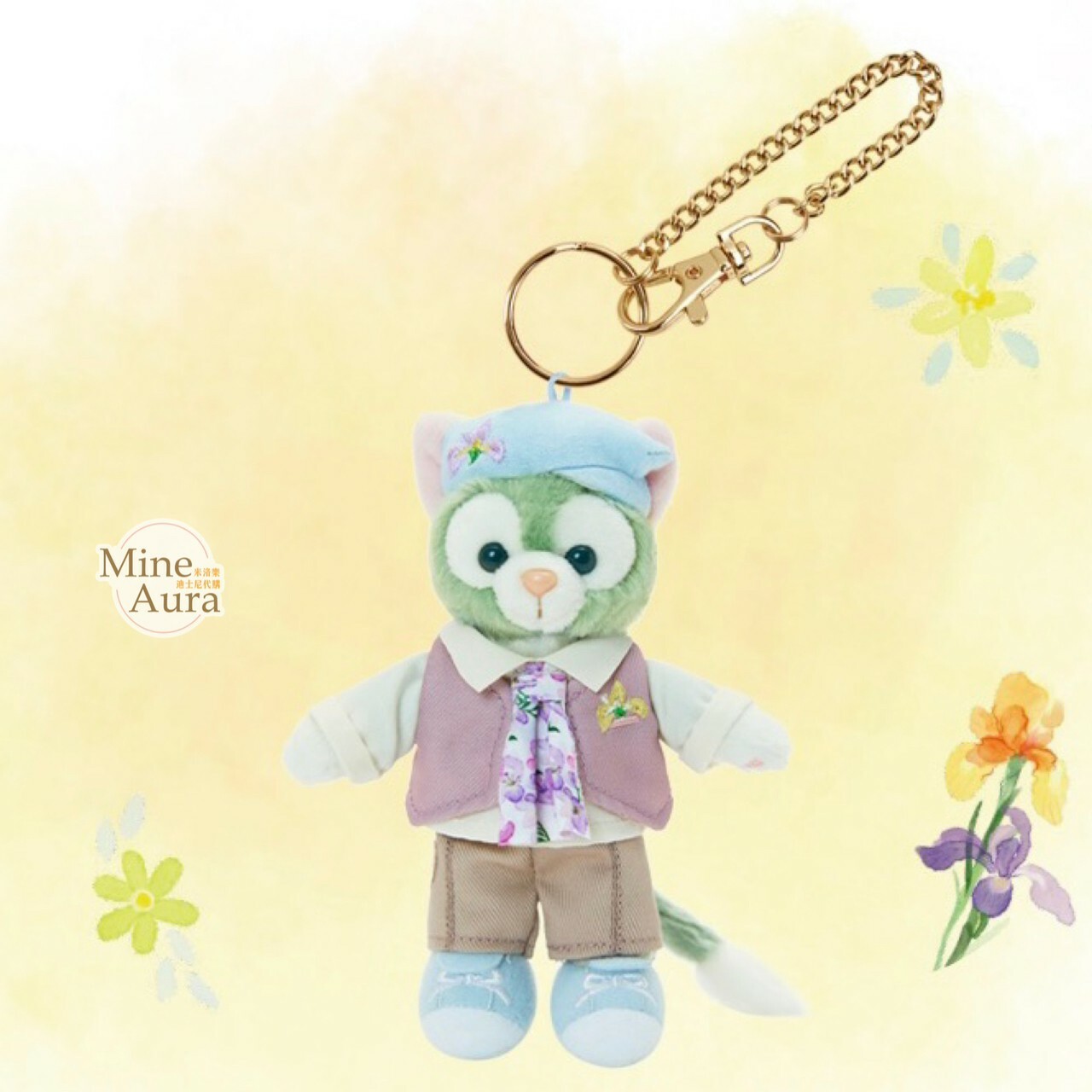 (現貨) 2023 春日 達菲 Duffy 和朋友們系列 畫家貓 Gelatoni 絨毛 鑰匙圈 吊飾 -上海迪士尼樂園