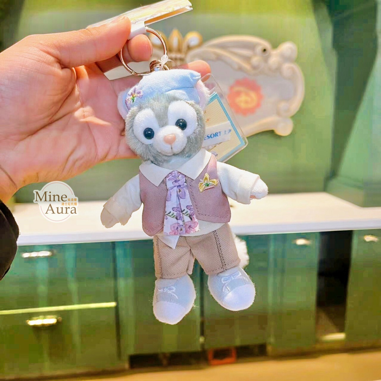 (現貨) 2023 春日 達菲 Duffy 和朋友們系列 畫家貓 Gelatoni 絨毛 鑰匙圈 吊飾 -上海迪士尼樂園