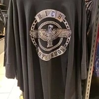 [S] BOYLONDON EAGLE LOGO RICH PRINT LONG SLEEVE,BLACK /SILVER, B82TS1447U98 (SBB189)