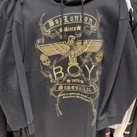[S] BOYLONDON EAGLE SKULL PRINT LONG SLEEVE HOODIE,BLACK GOLD, B83OP1322F99 (SBB192)