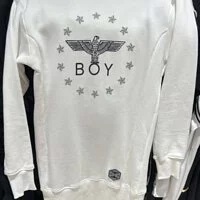 [S] BOYLONDON EAGLE LOGO TURTLE NECK LONG SLEEVE DRESS,WHITE, B63OP12F800 (SBB194)