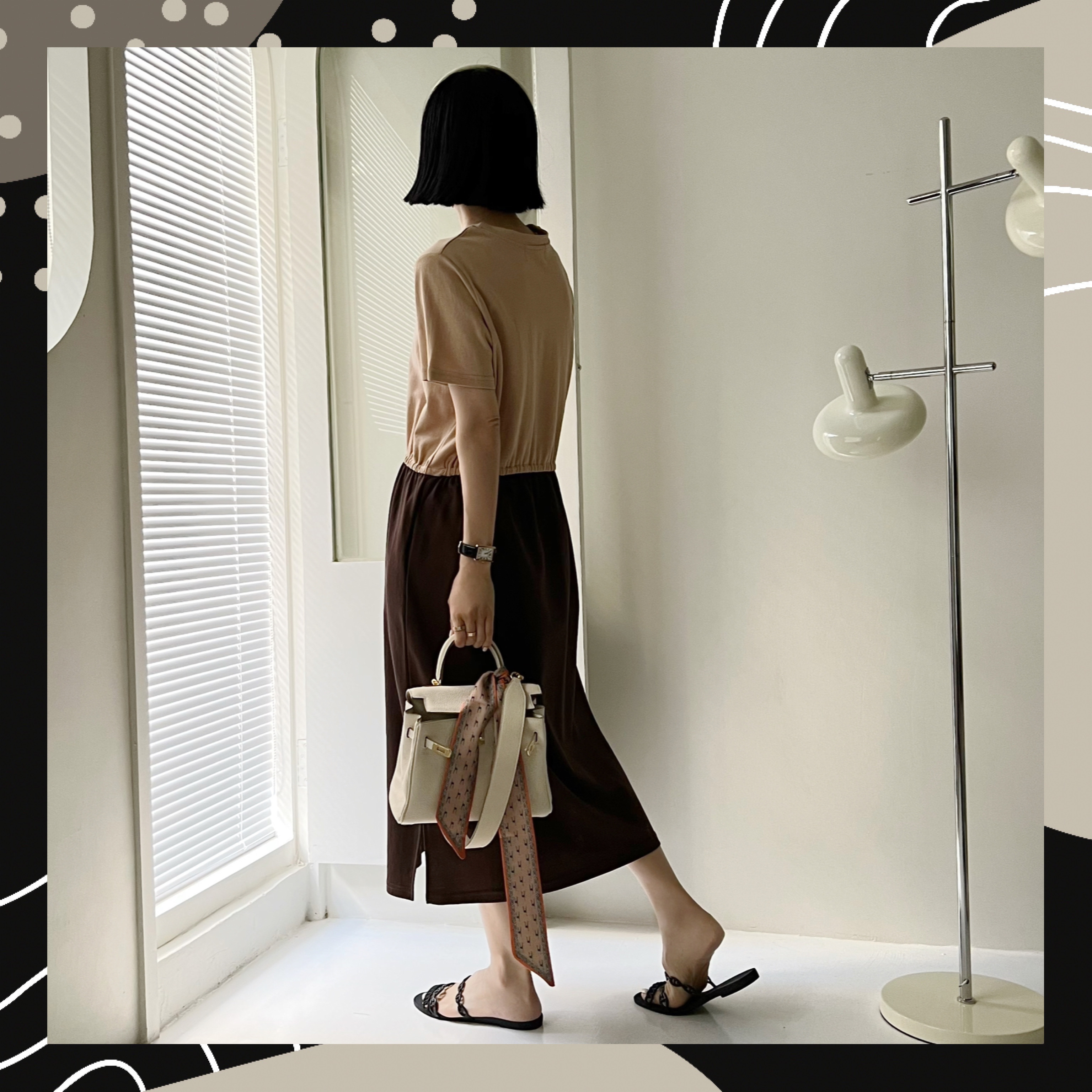 【BONNIE】上下拼色橡筋腰OPS