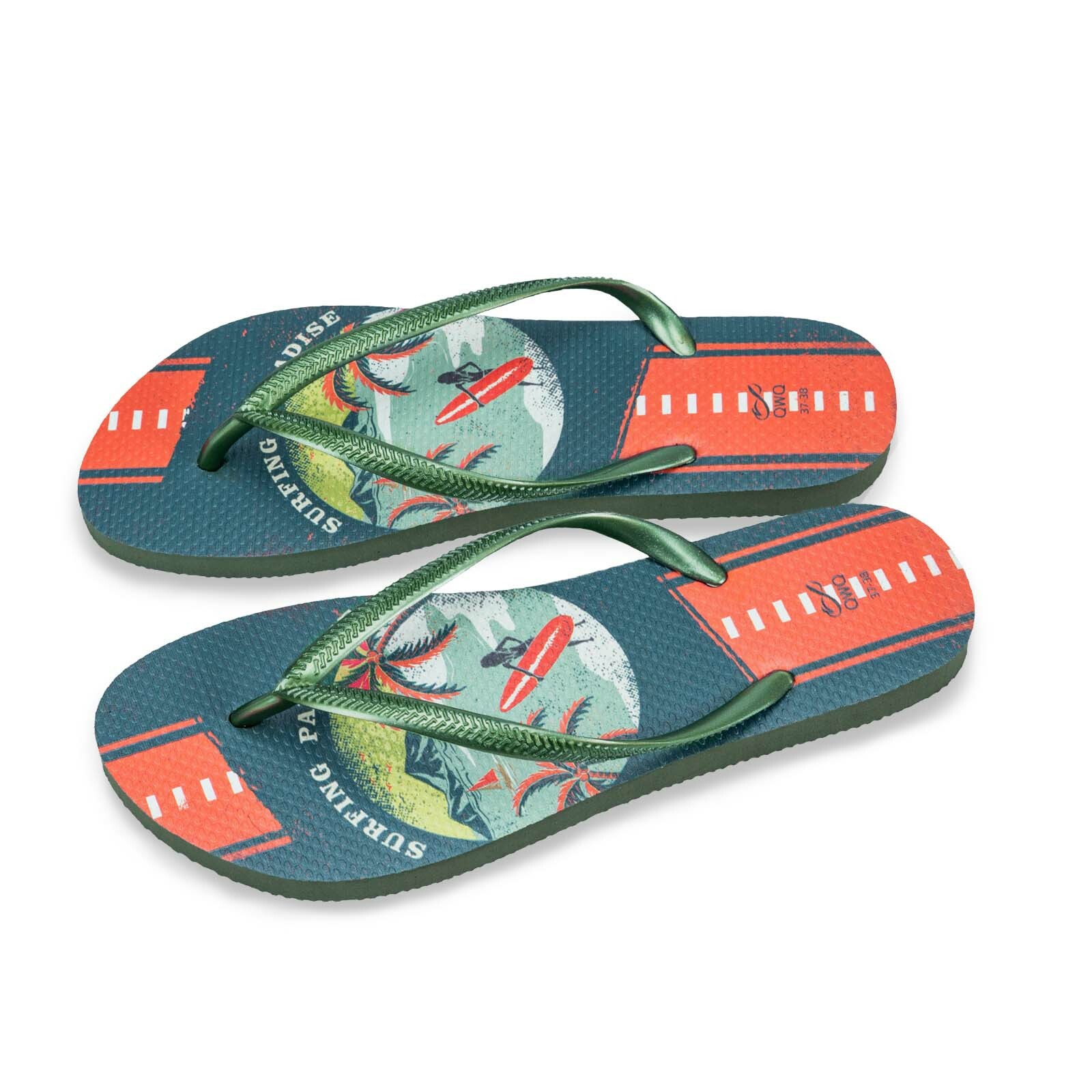 HEAVEN 夜幕綠 插圖女款夾腳拖鞋 LE原創