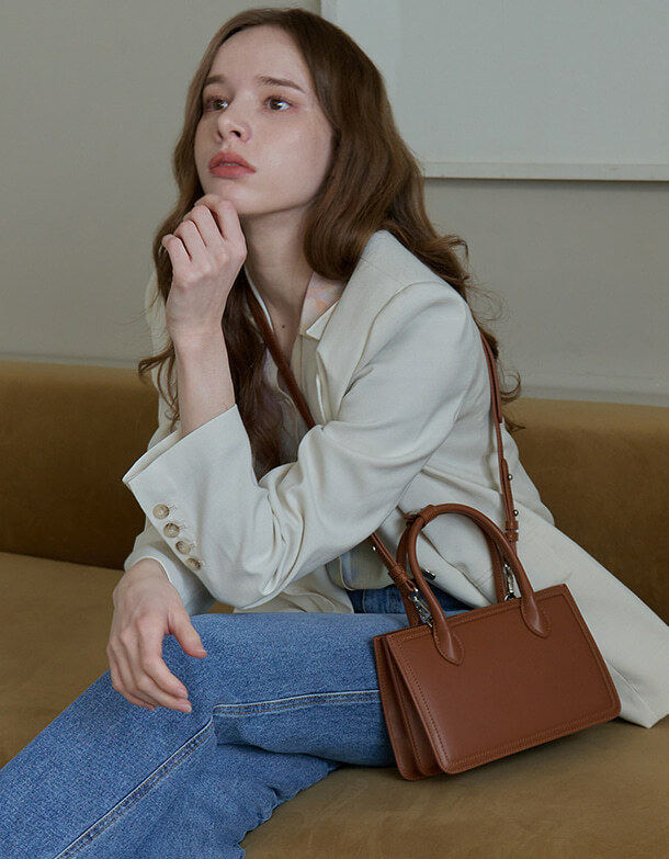 韓國Square Line授權 知性質感手提斜跨方形包