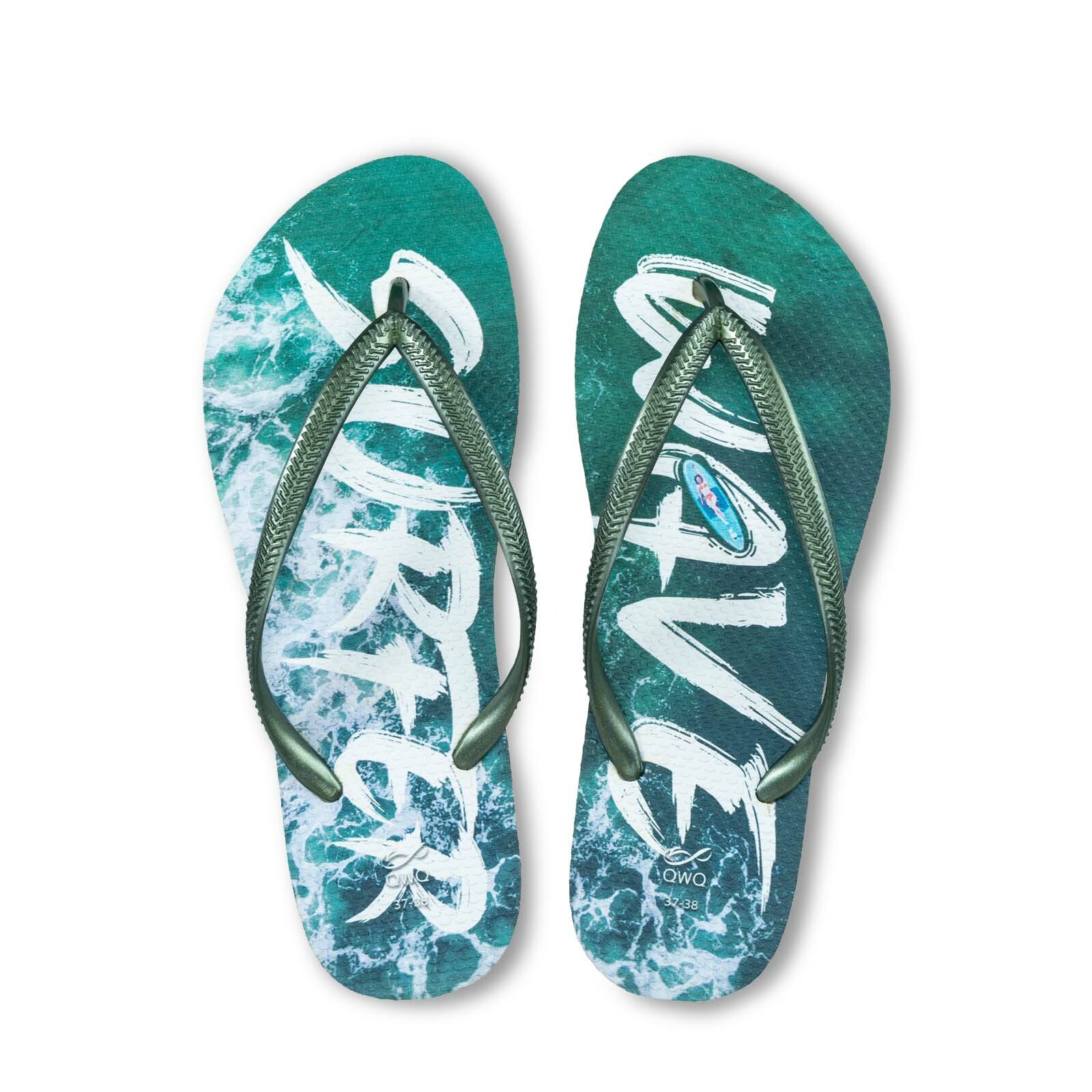 Surfer 夜幕綠 插圖女款夾腳拖鞋 LE原創