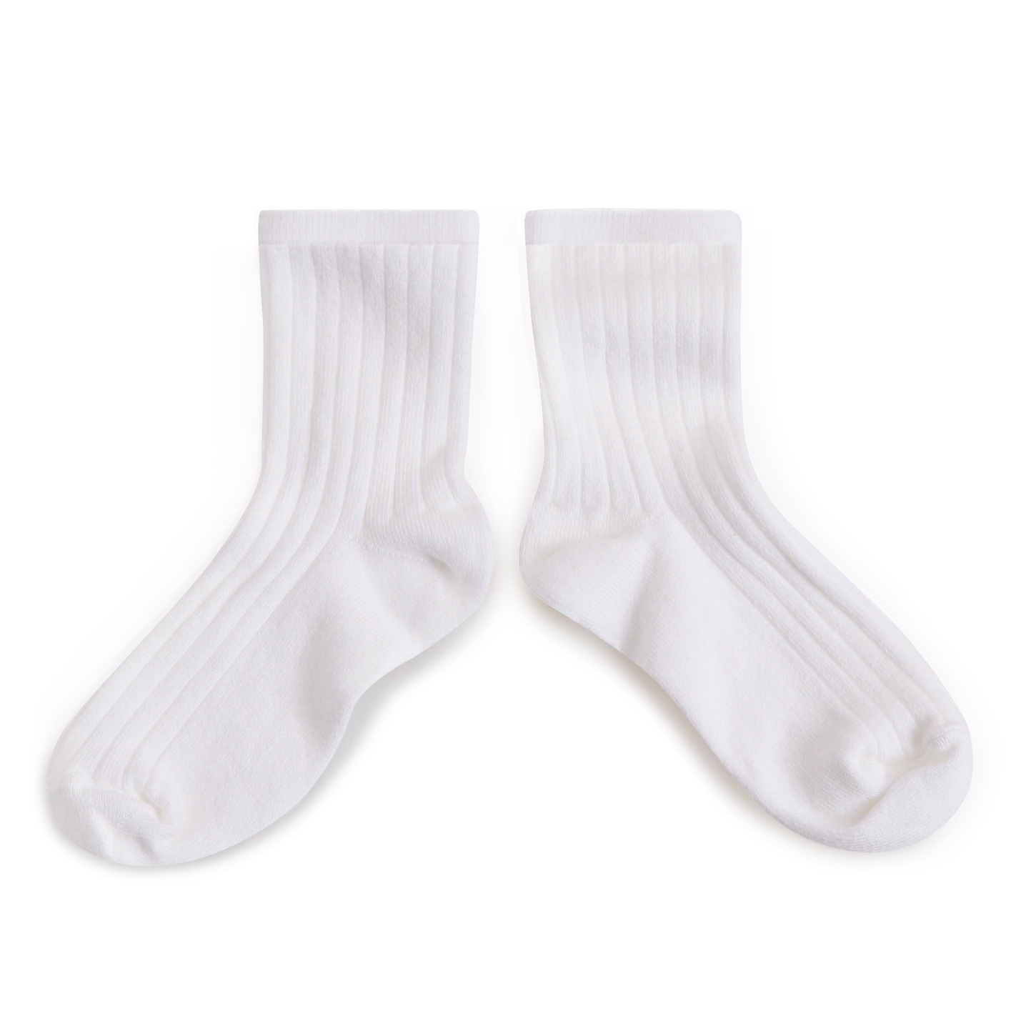COLLÉGIEN - La Mini Ribbed Ankle Socks（Blanc Neige）