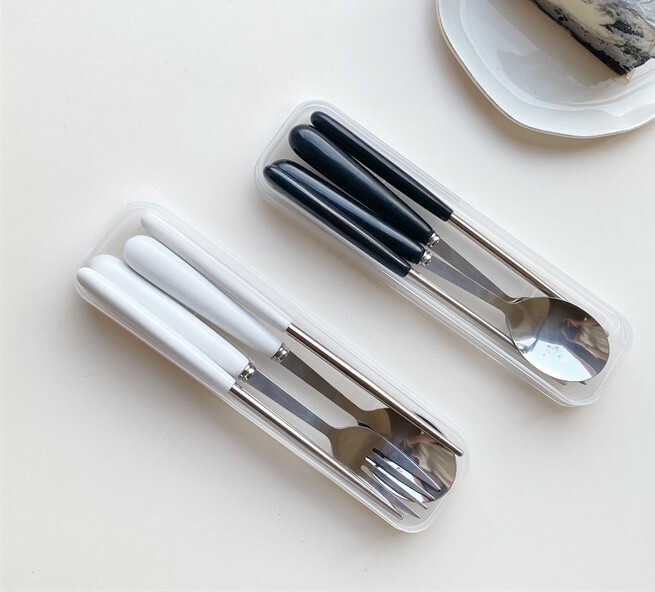 《1689》INS簡約黑白不銹鋼餐具組