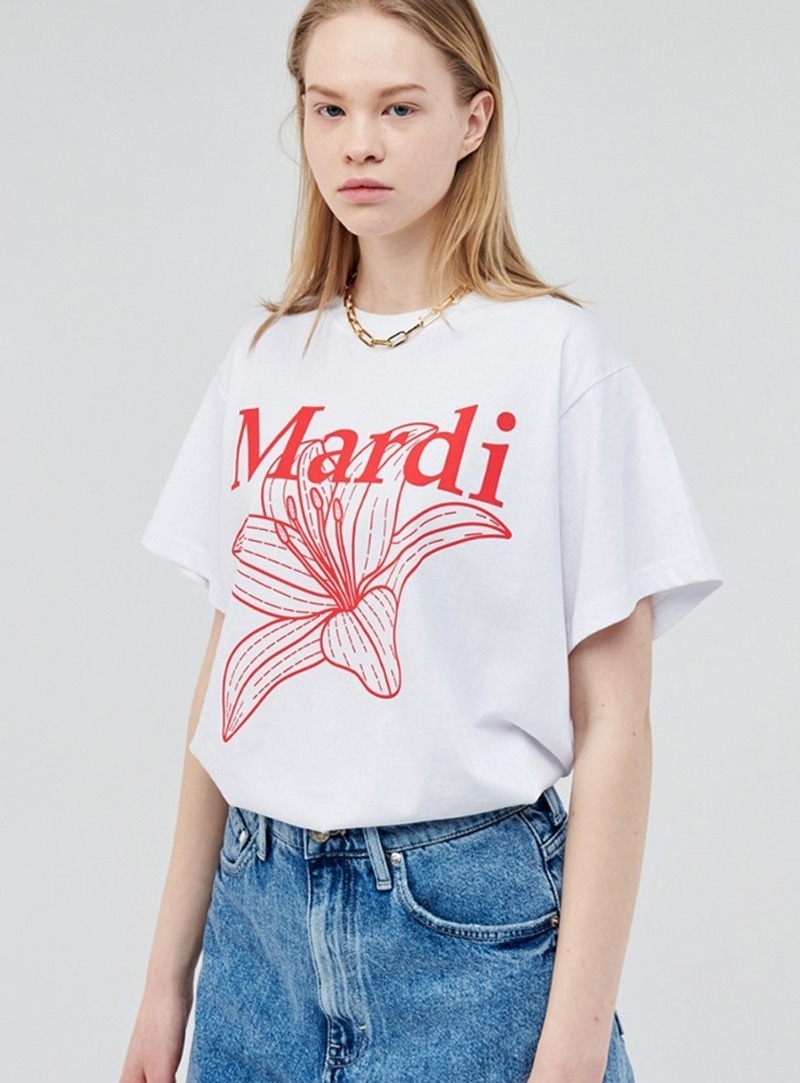 MARDI MERCREDI - TSHIRT BELLE DE JOUR｜WHITE RED