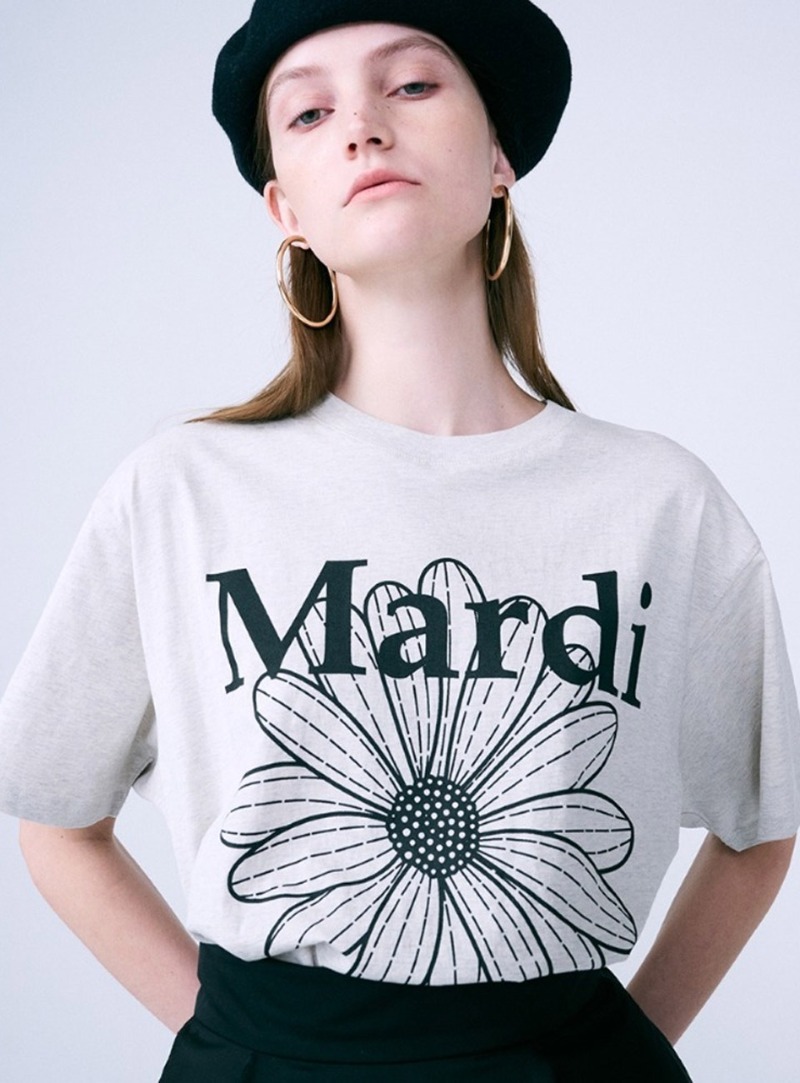 MARDI MERCREDI - TSHIRT FLOWERMARDI｜OATMEAL BLACK