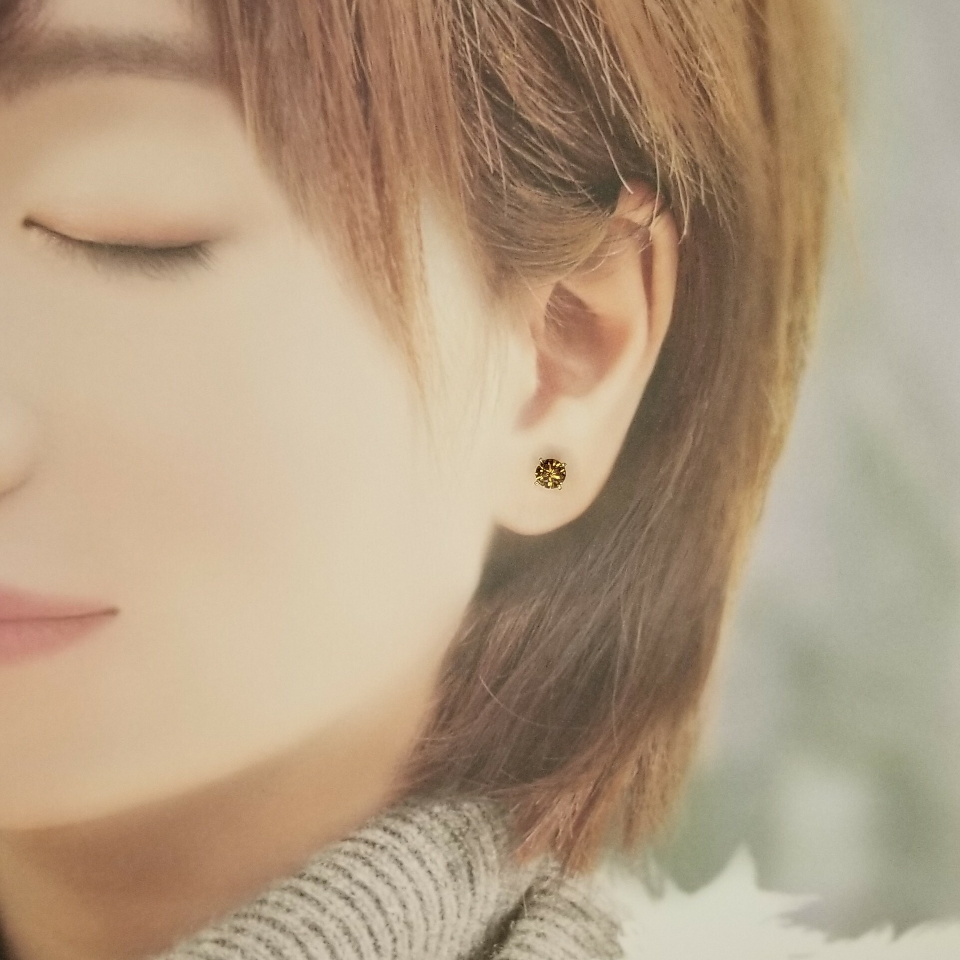 全新18K玫瑰金【主石1卡33份咖啡鑽】耳環