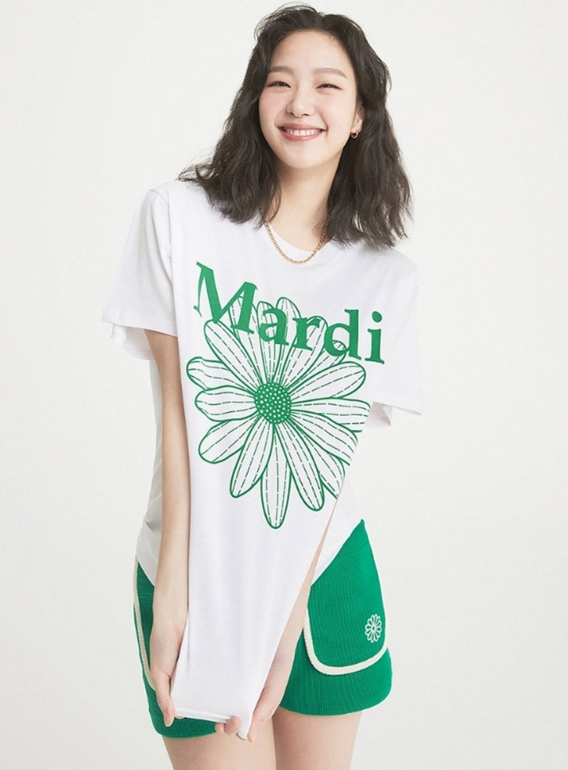 MARDI MERCREDI - TSHIRT FLOWERMARDI｜WHITE GREEN