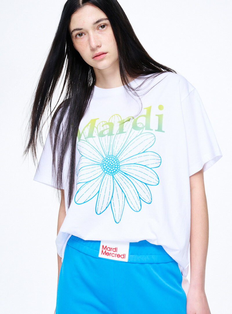 MARDI MERCREDI - TSHIRT FLOWERMARDI GRADATION｜WHITE LIME