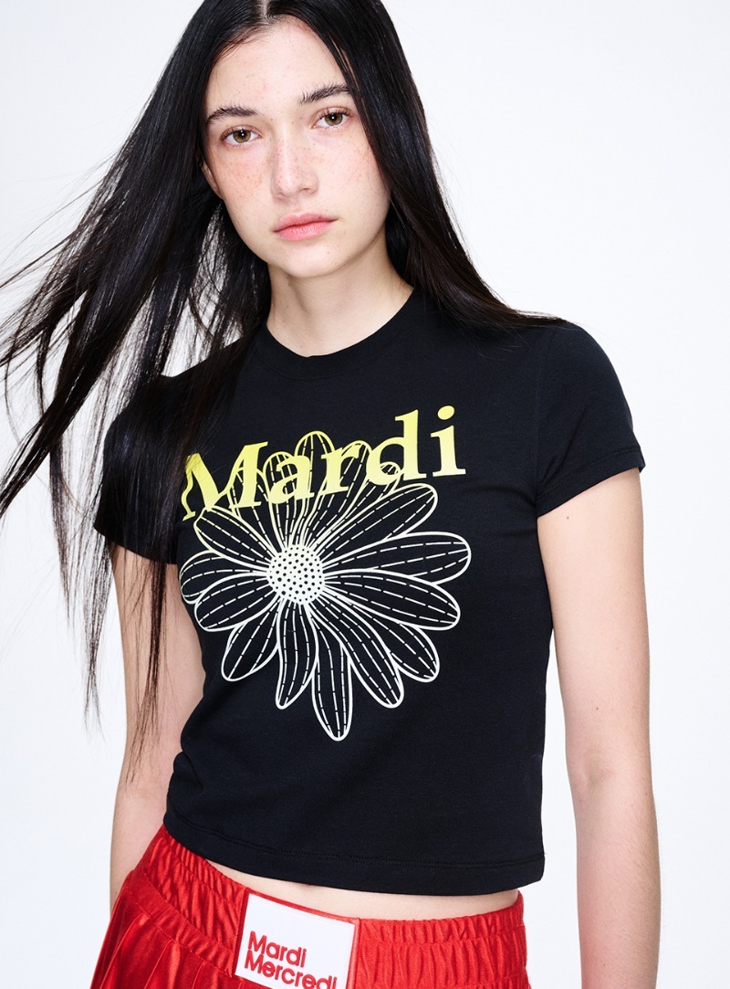 MARDI MERCREDI - CROPPED TSHIRT FLOWERMARDI GRADATION｜BLACK YELLOW