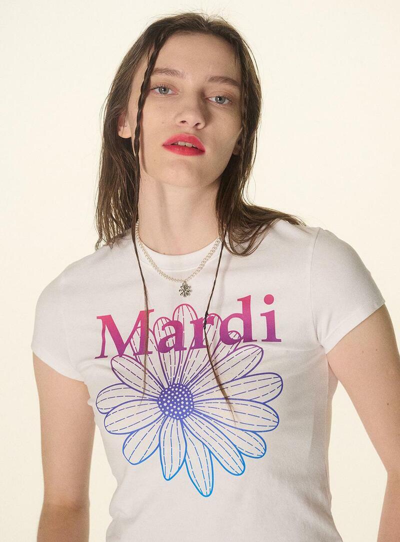 MARDI MERCREDI - CROPPED TSHIRT FLOWERMARDI GRADATION｜WHITE PURPLE
