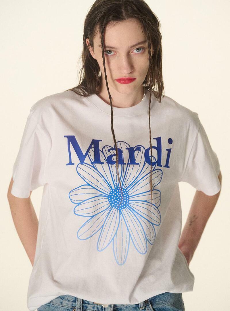 MARDI MERCREDI - TSHIRT FLOWERMARDI GRADATION｜WHITE BLUE