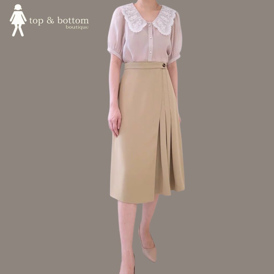 S/SLEEVE LACE COLLAR BUTTON BLOUSE