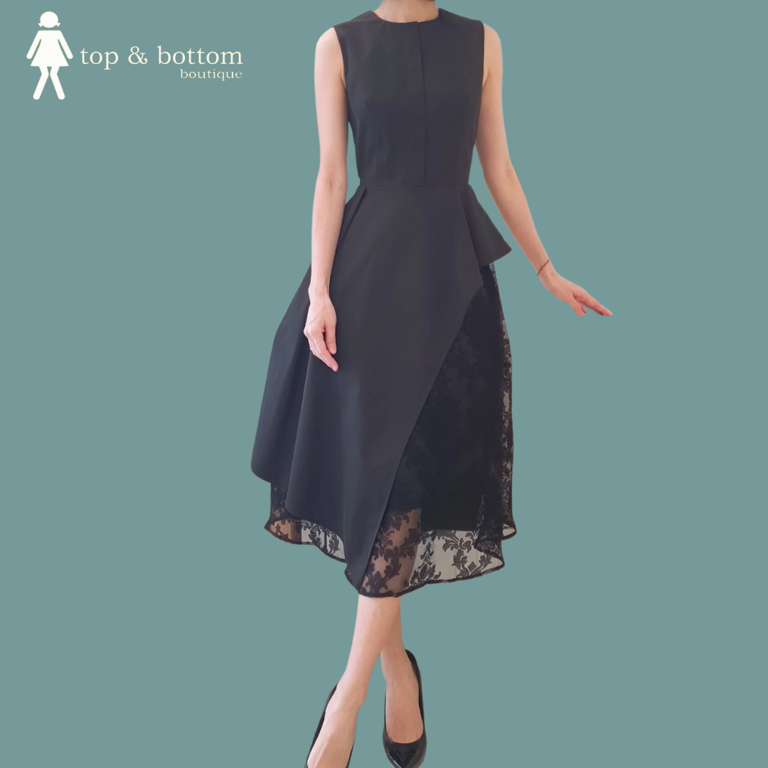 SLEEVELESS LACE PEPLUM DRESS