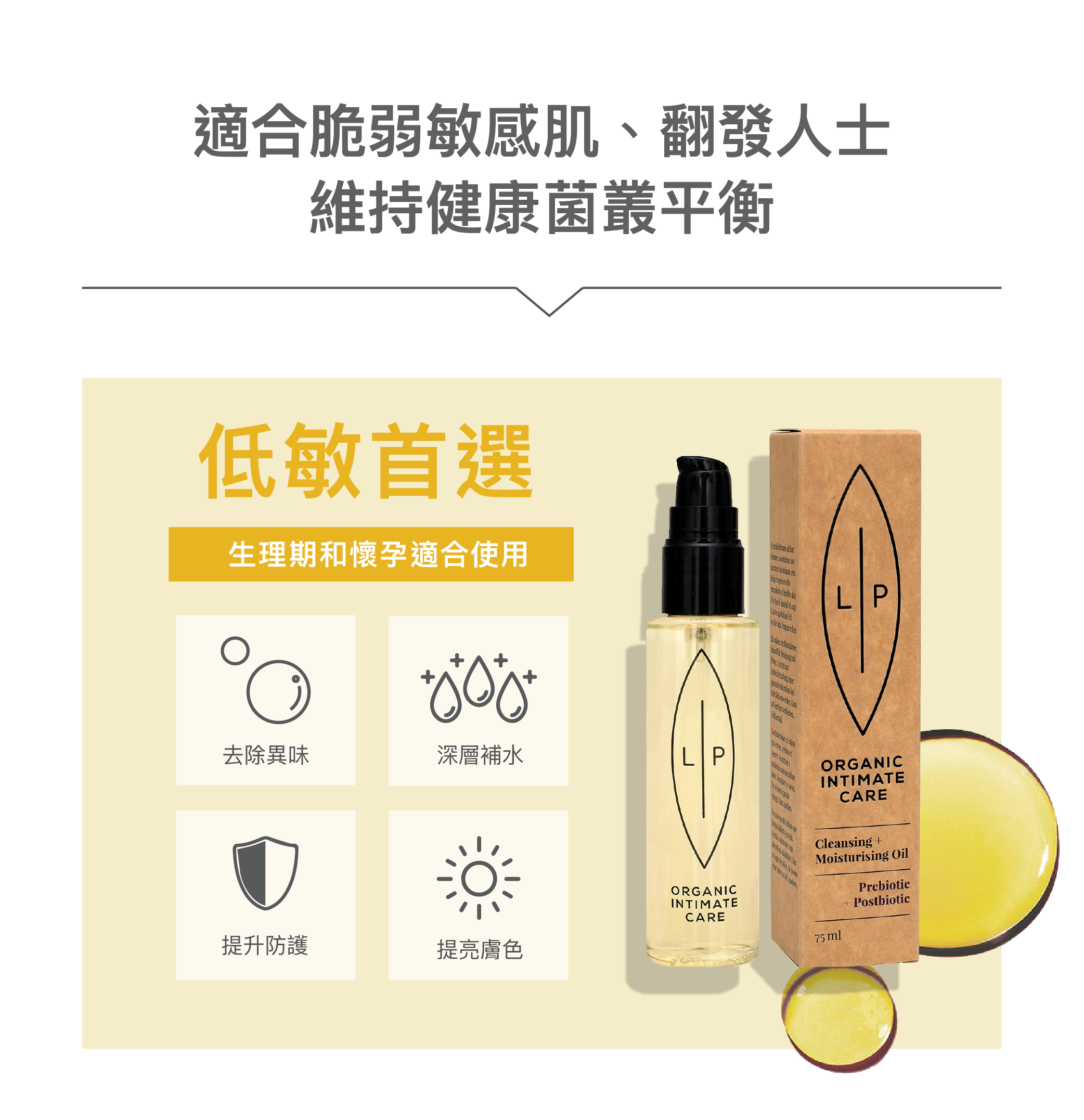 適合脆弱敏感肌、翻發人士，維持健康菌叢平衡