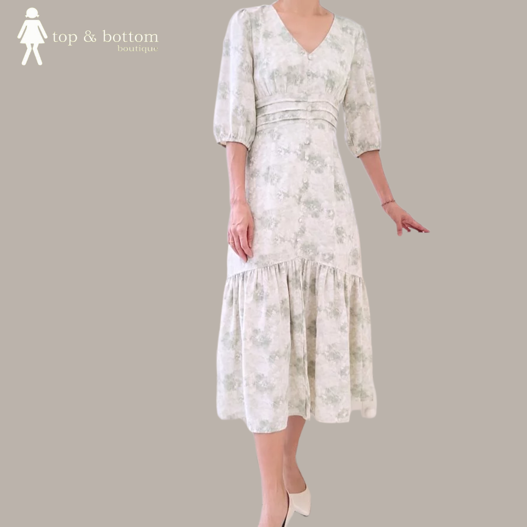 PRINTED CHIFFON MIDI DRESS