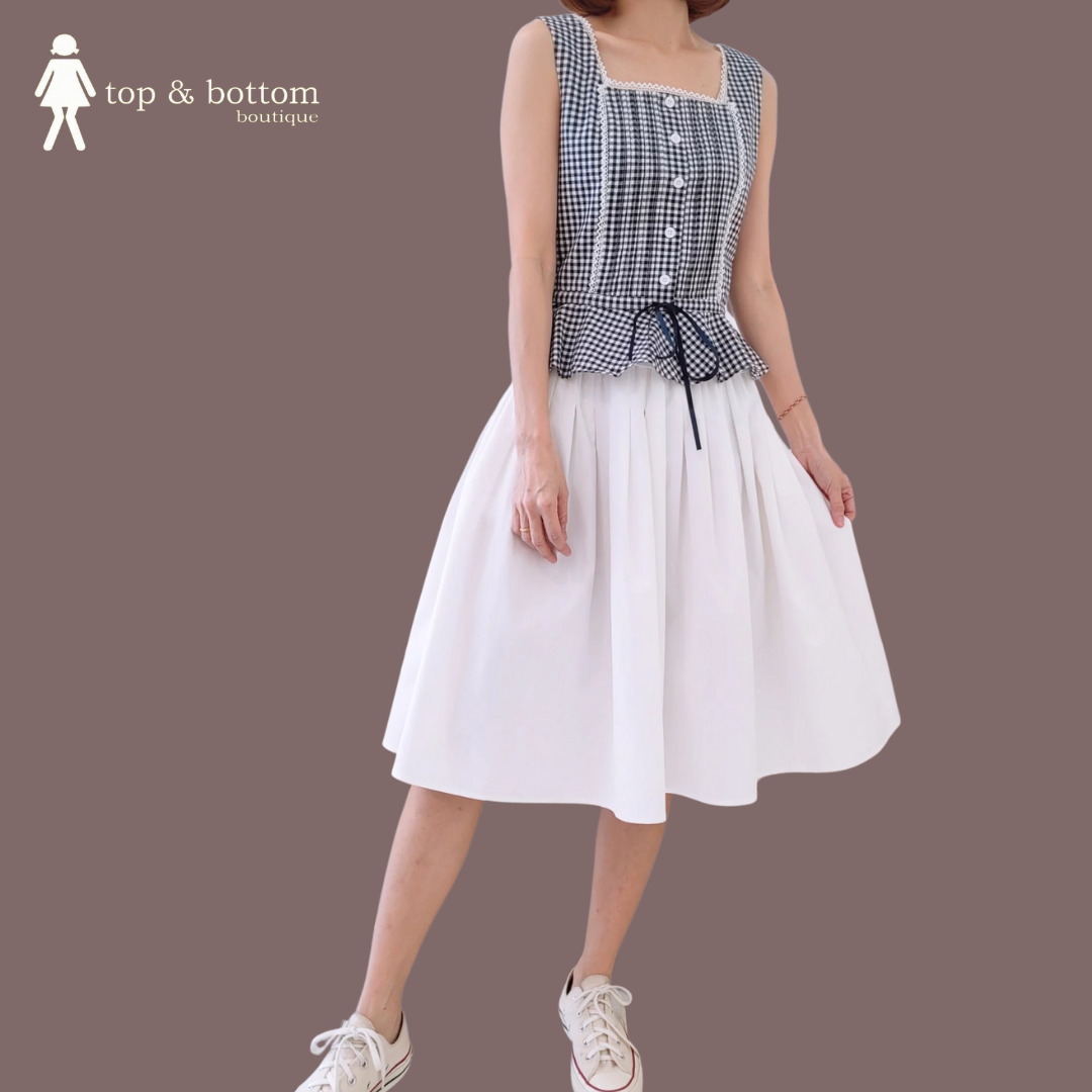 CHECKED PEPLUM BLOUSE