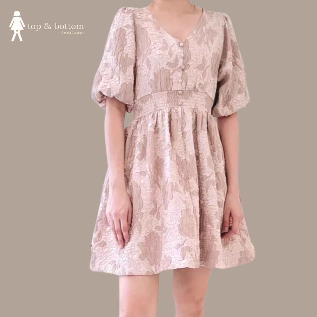 PUFF SLEEVE SKATER SHORT DRESS