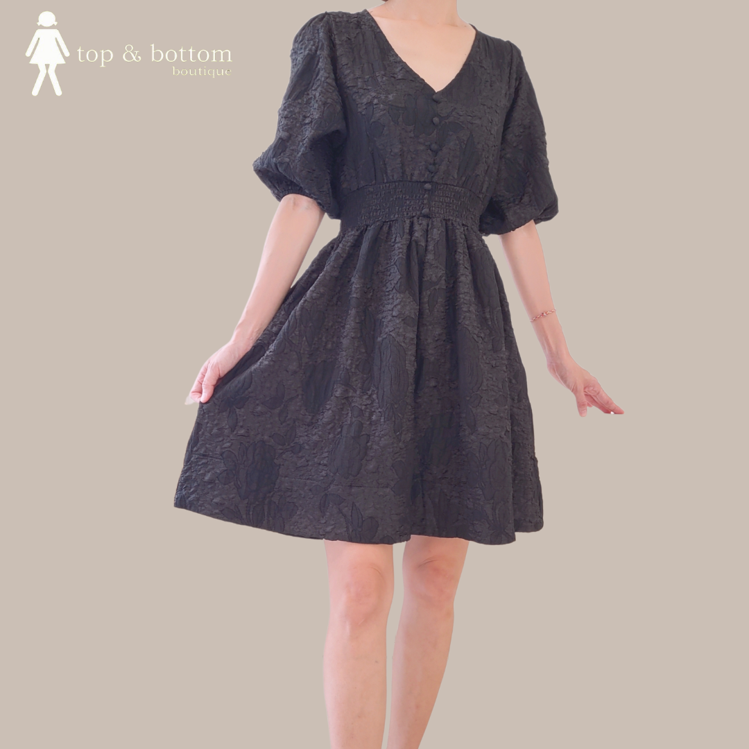 PUFF SLEEVE SKATER SHORT DRESS