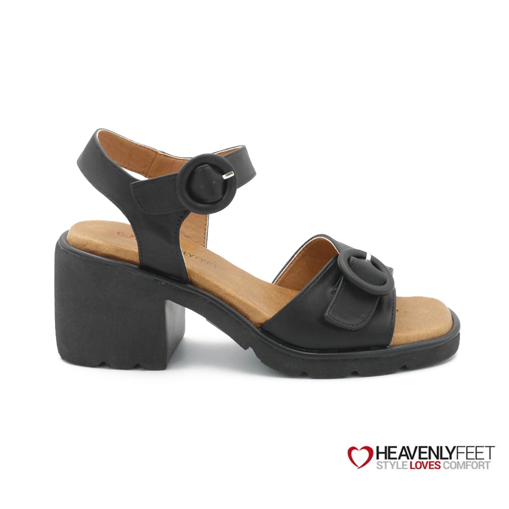 【HEAVENLY FEET】英國舒適品牌 | 低粗跟裸帶涼鞋 BESSIE 黑色