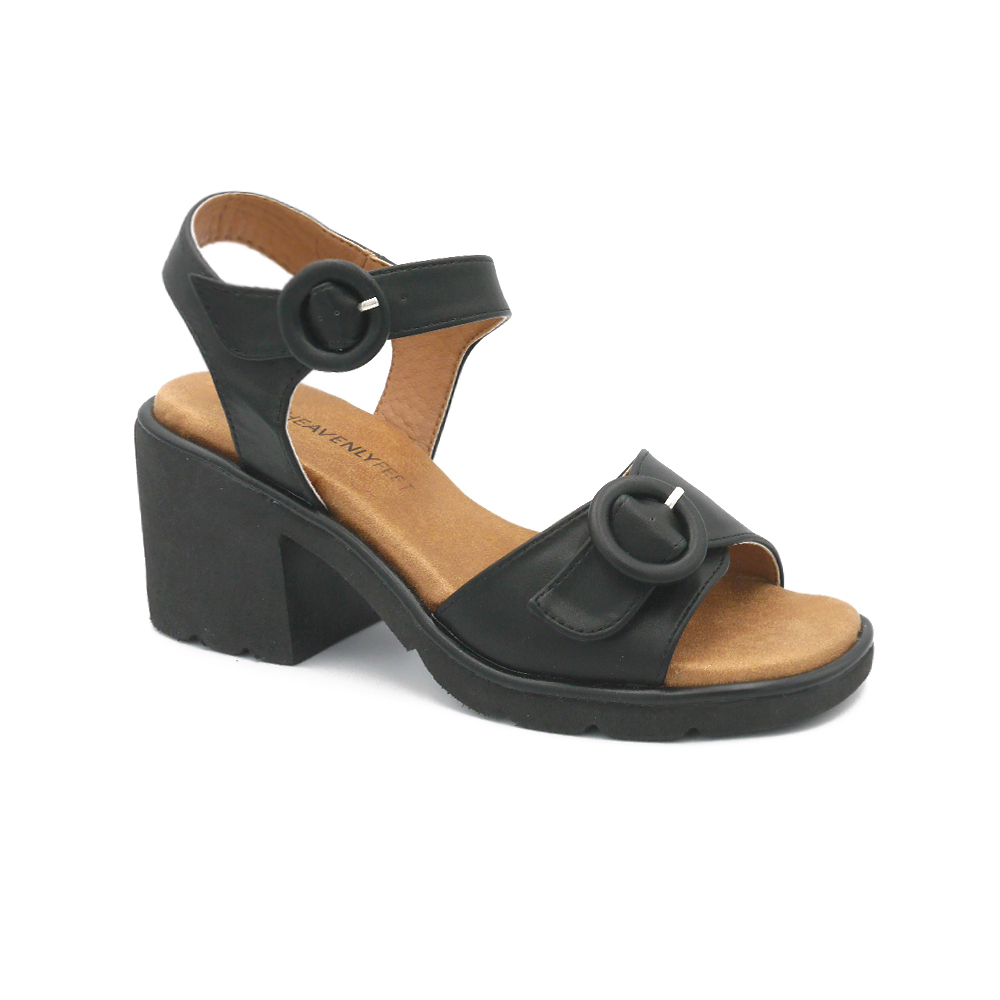 【HEAVENLY FEET】英國舒適品牌 | 低粗跟裸帶涼鞋 BESSIE 黑色