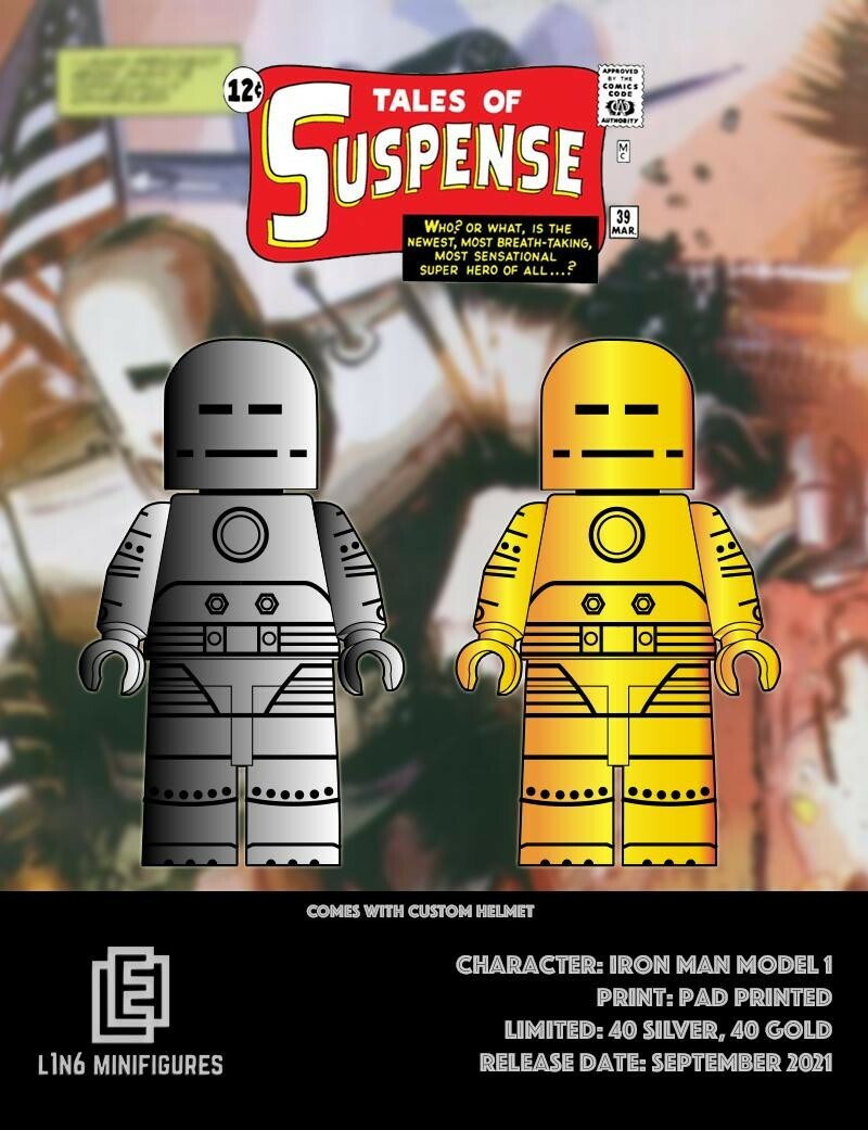 【L1N6_minifigures】Ironman Model 1 Silver + Gold