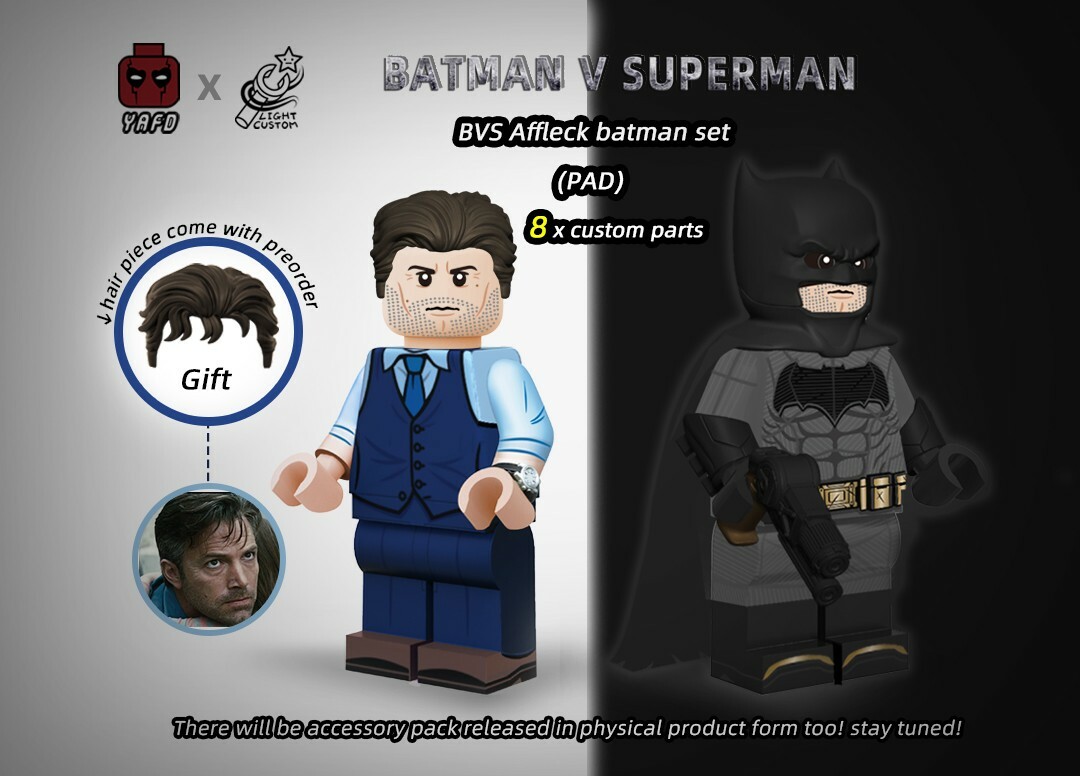 【YAFD】X【Light Custom】阿弗莱克 蝙蝠俠對超人(灰色+黑色蝙蝠俠+阿弗莱克 3個人仔)