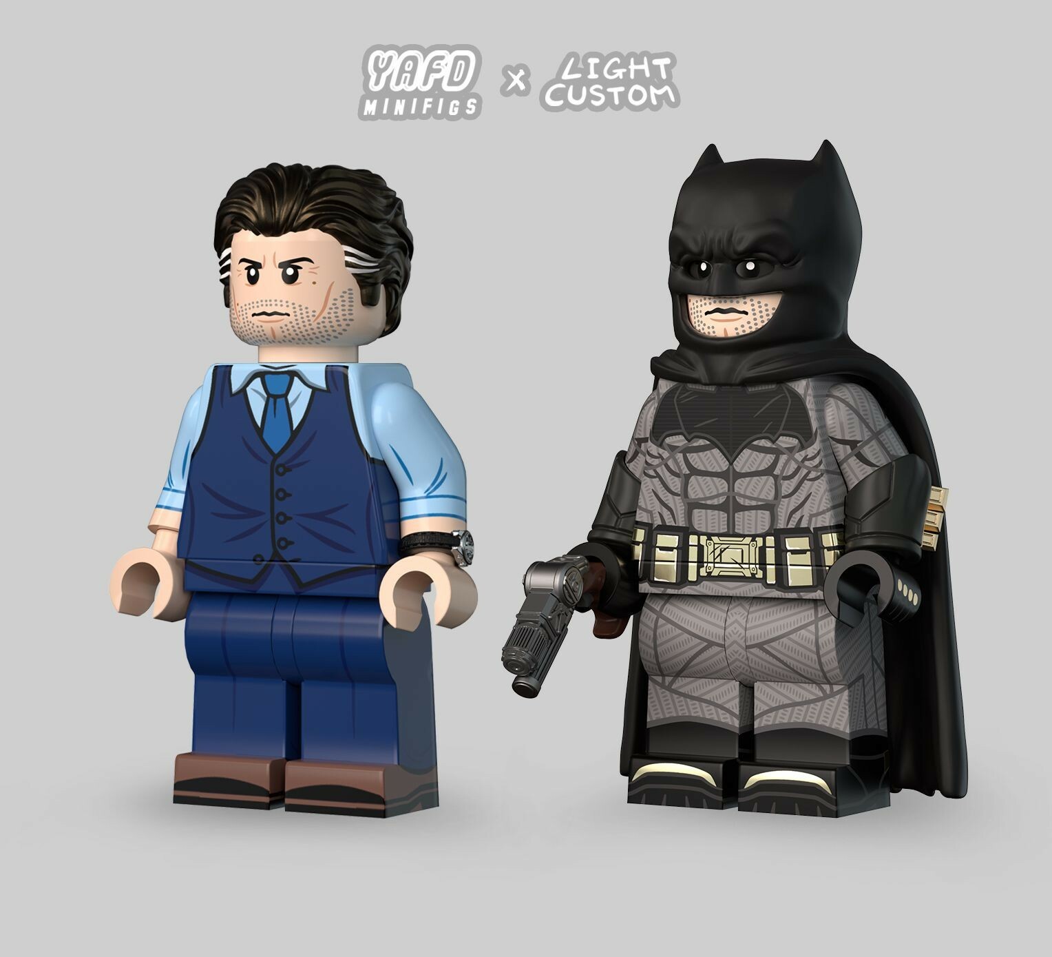 【Light Custom x YAFD】阿弗莱克 蝙蝠俠對超人(灰色蝙蝠俠+阿弗莱克 2個人仔)
