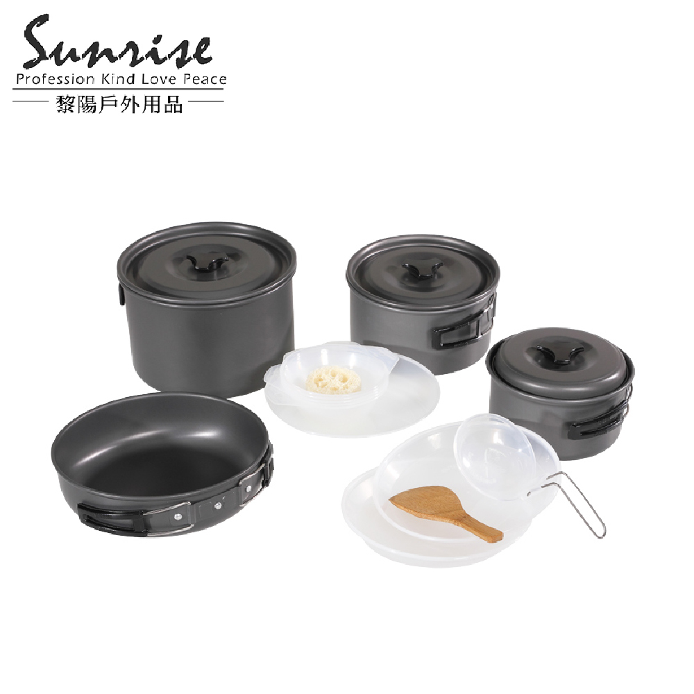 4-5人攜帶式鍋碗組(附收納袋) 露營/登山/套鍋/套鍋組/炊具/野炊用具 51CCP500