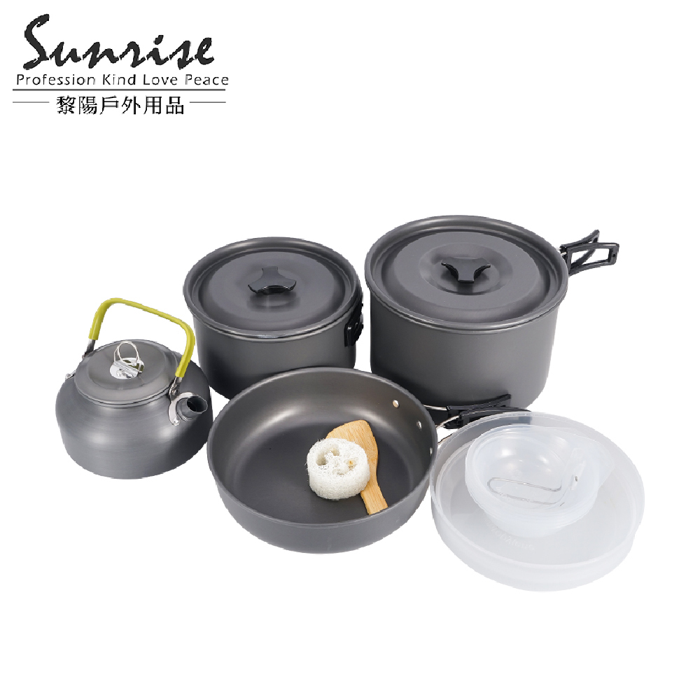 4-5人攜帶式鍋壺組(附收納袋) 露營/登山/套鍋/套鍋組/茶壺/炊具/野炊用具 51CCP508