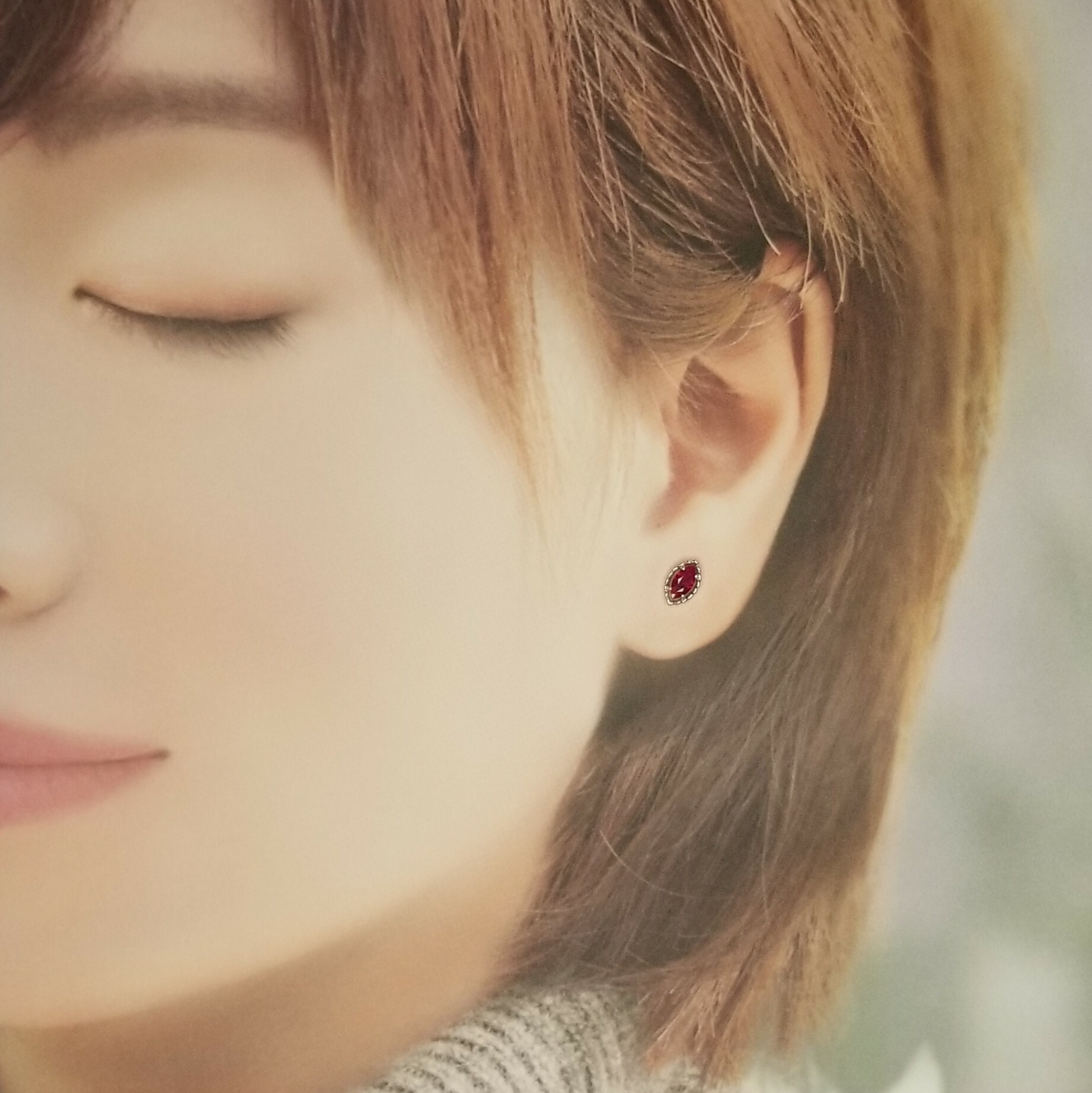 全新18K白金【主石61份紅寶石】耳環