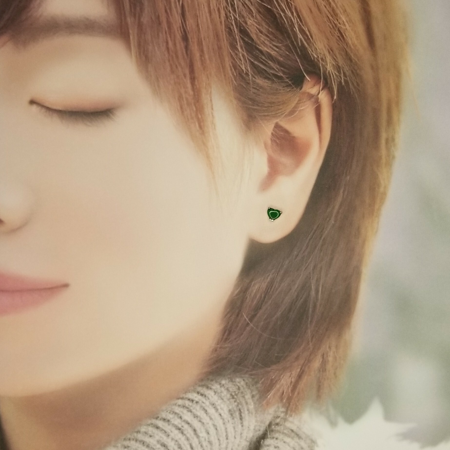 全新18K白金翡翠耳環