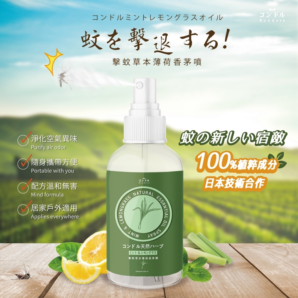 WSBA9961台灣🇹🇼蚊蟲退散 擊蚊草本薄荷香茅噴大容量230ml（現貨）