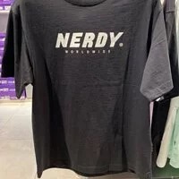 [S] NERDY BASIC BIG LOGO 1/2 SLEEVE T-SHIRT,BLACK, SN210 (SN210)