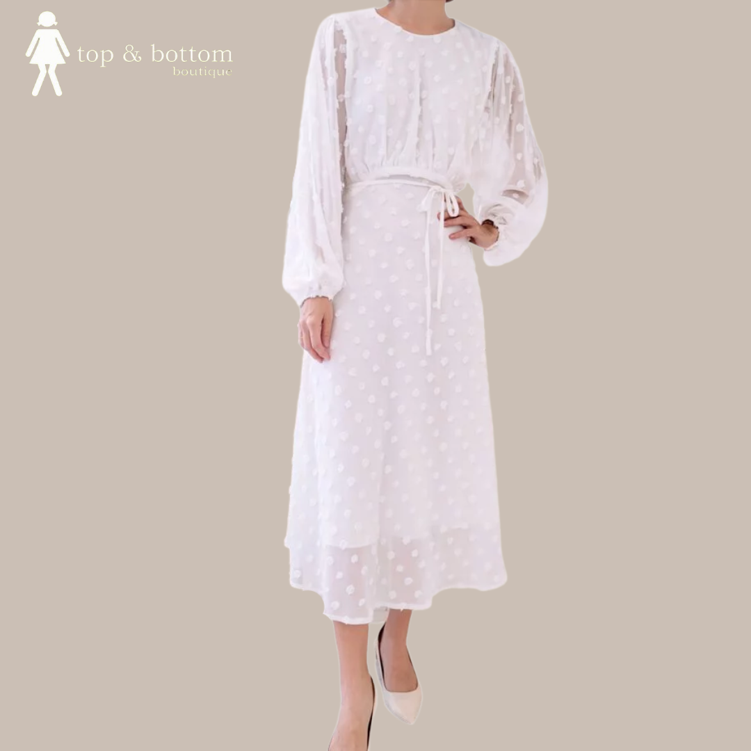 DOTTED CHIFFON LONG DRESS
