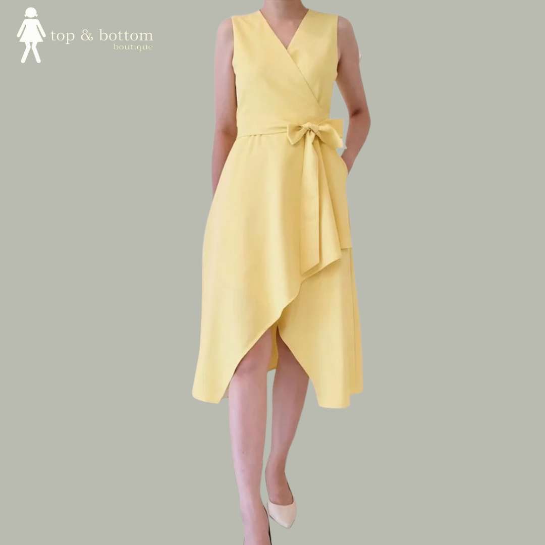 V NECK ASYMMETRIC DRESS