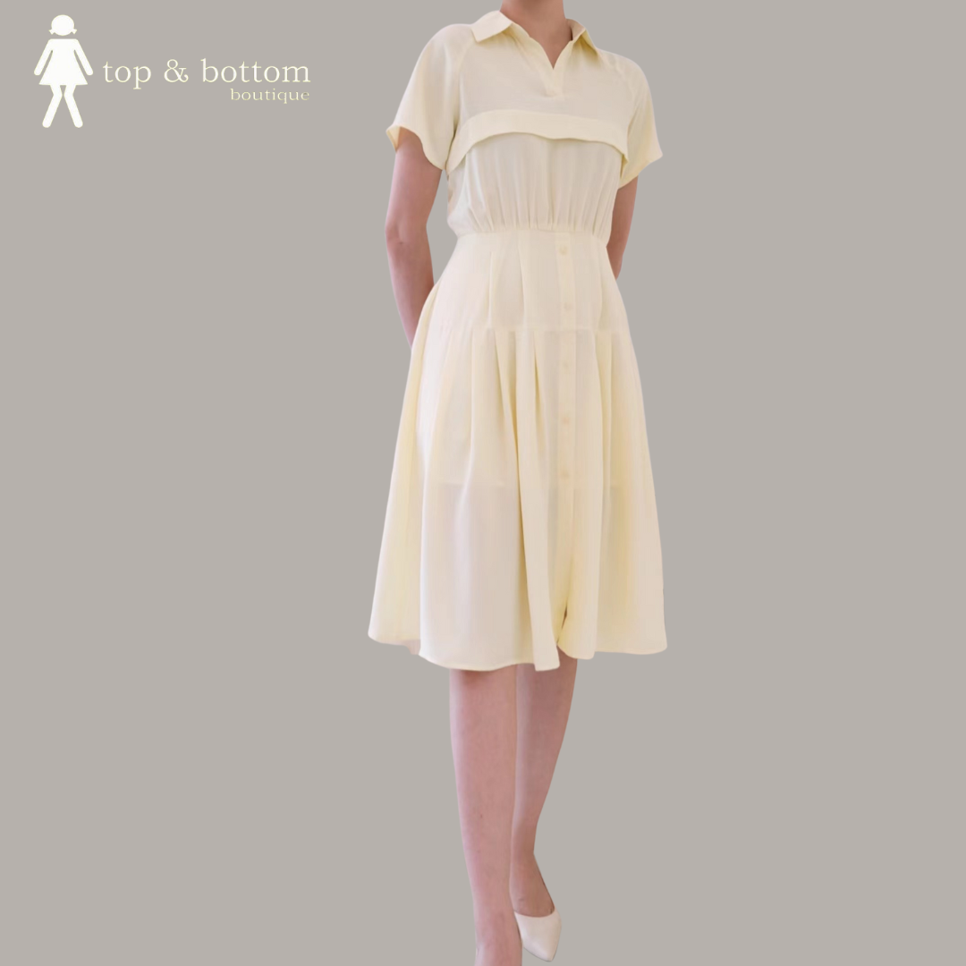 CHIFFON COLLARED MIDI DRESS