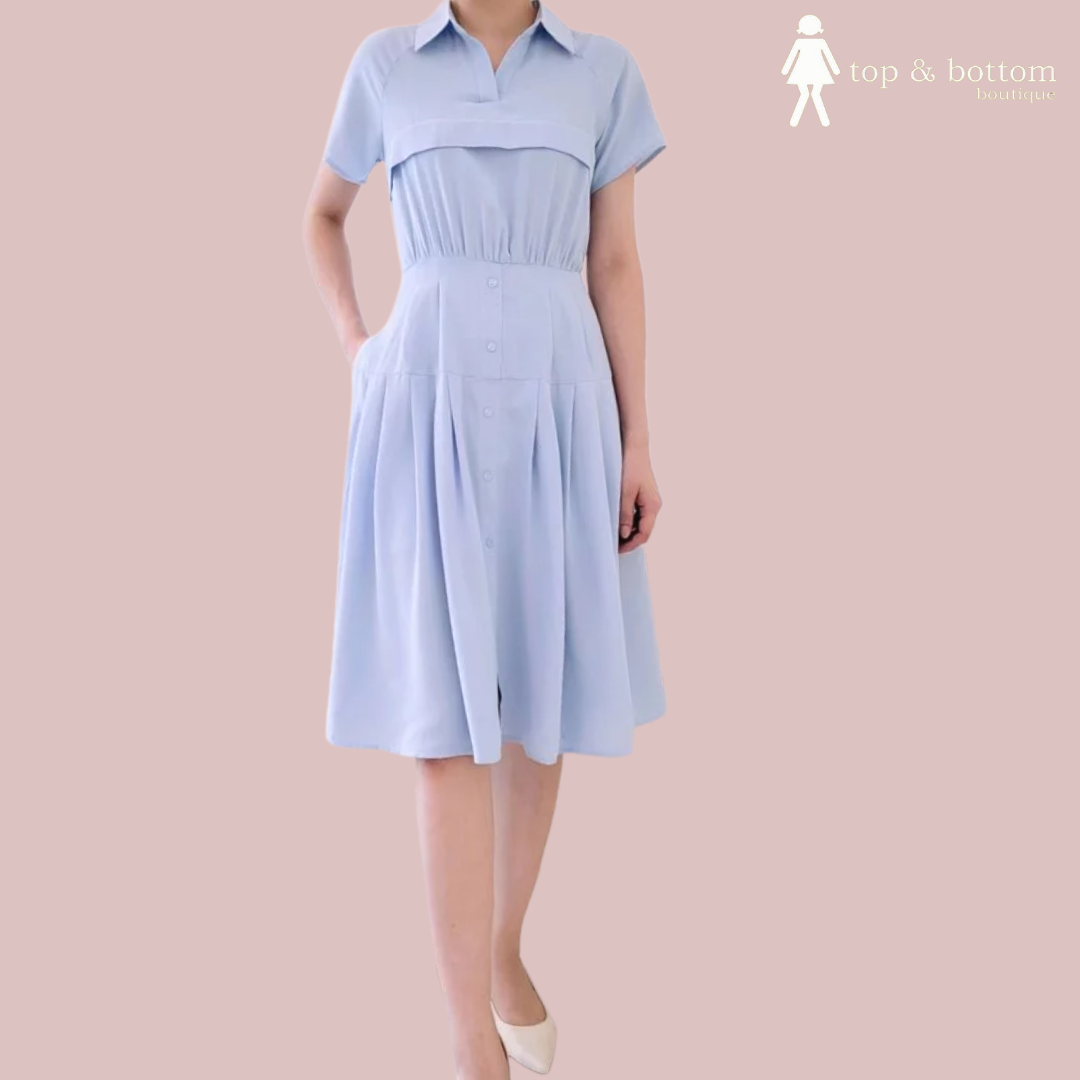 CHIFFON COLLARED MIDI DRESS