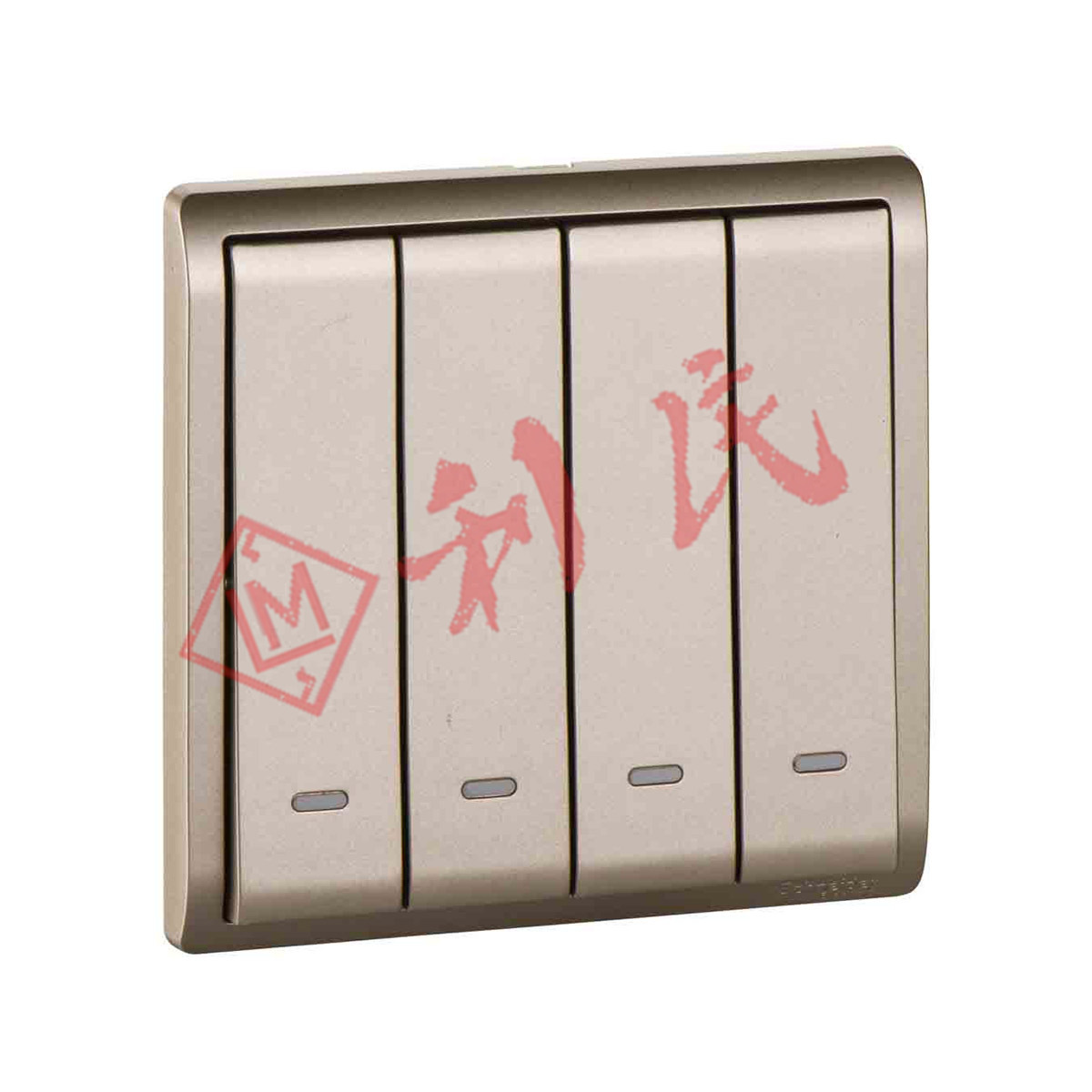 施耐德 PIENO豐尚 16AX 四位單控開關掣 (白/薰衣草銀/沉醉金/寫意黑)