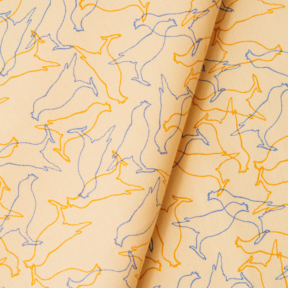 手印棉帆布_滿花-250g/台灣八哥/蛋黃色