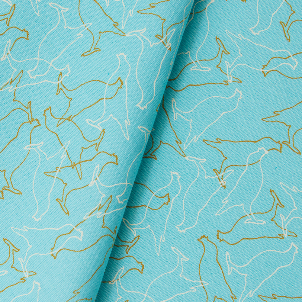 手印棉帆布_滿花-250g/台灣八哥/冰湖藍