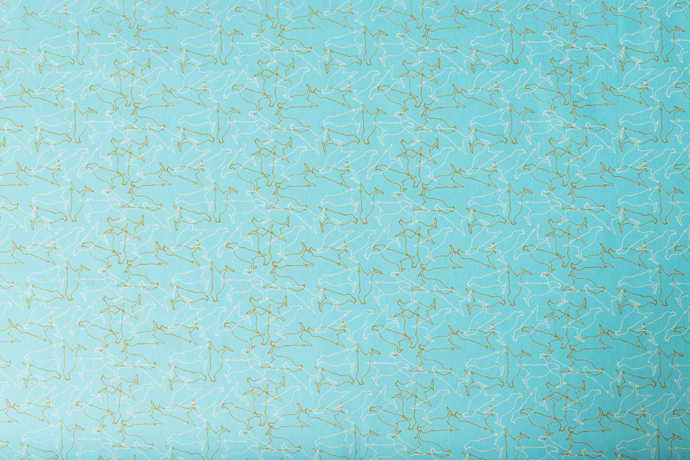 手印棉帆布_滿花-250g/台灣八哥/冰湖藍