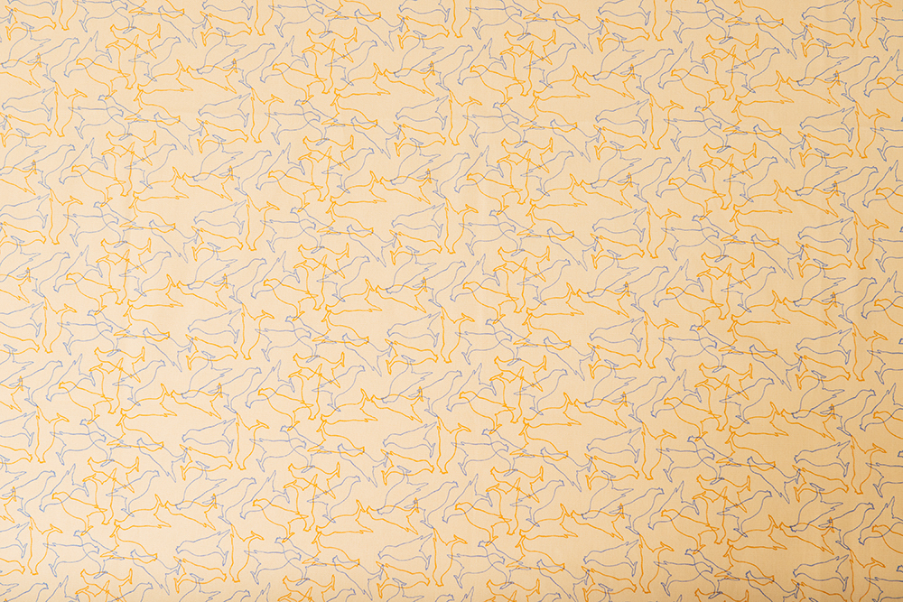 手印棉帆布_滿花-250g/台灣八哥/蛋黃色