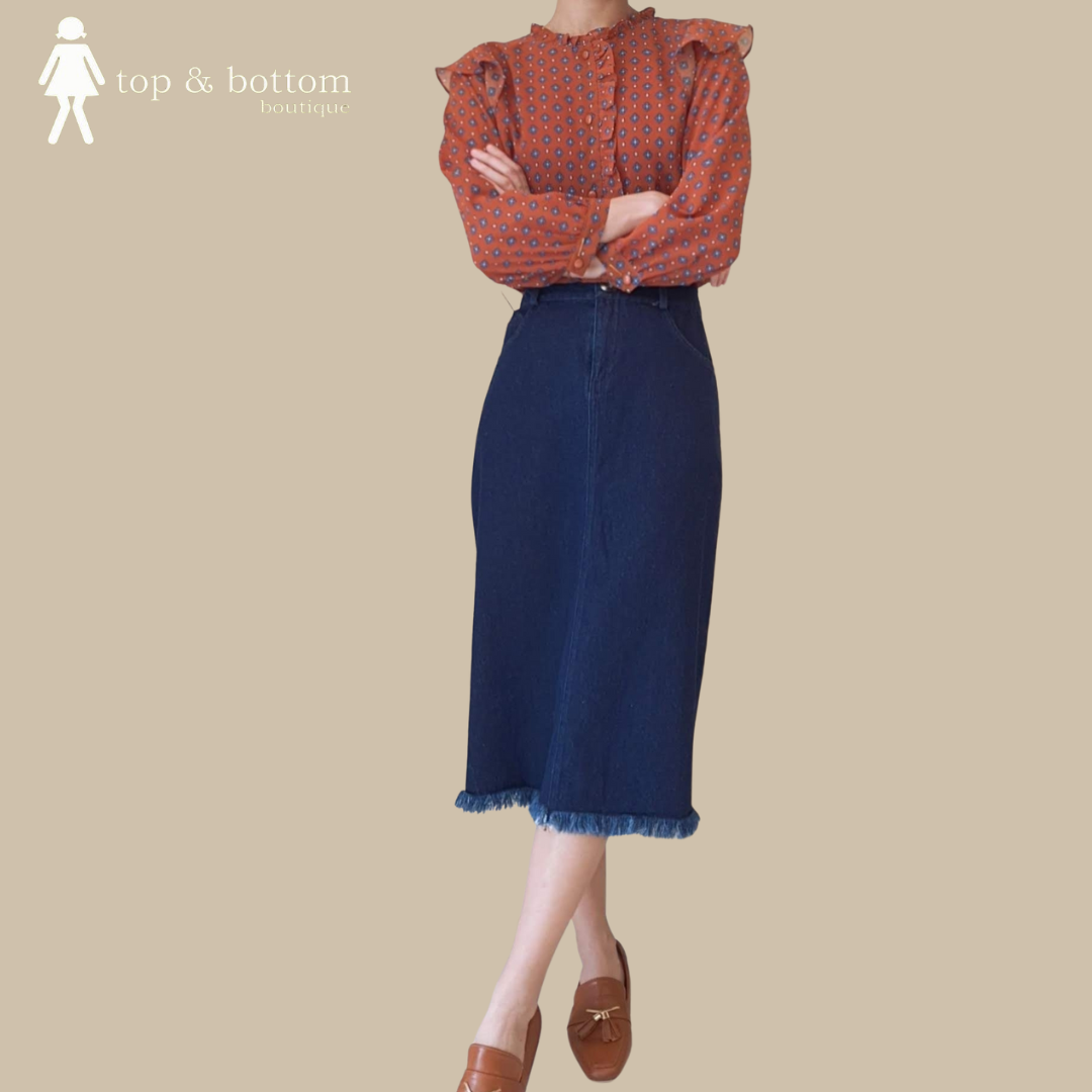 HIGH WAIST DENIM MIDI SKIRT