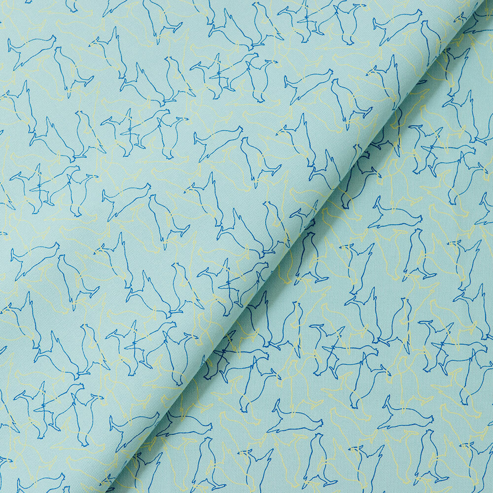 手印棉帆布(滿花)-400g/台灣八哥/柔和藍