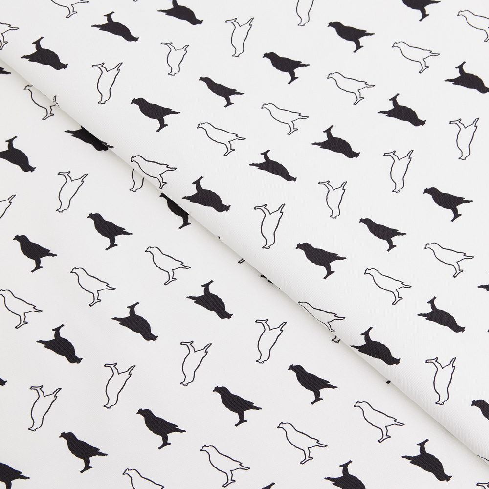 寬幅印花布8N/台灣八哥/筆繪黑白